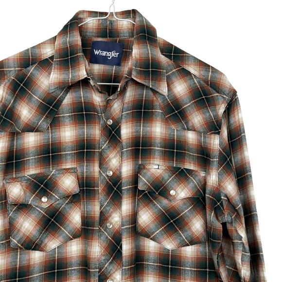 Vintage Wrangler Pearl Snap Western Plaid Long Sleeve – No Size Tag (Fits Large) - Picture 1 of 10